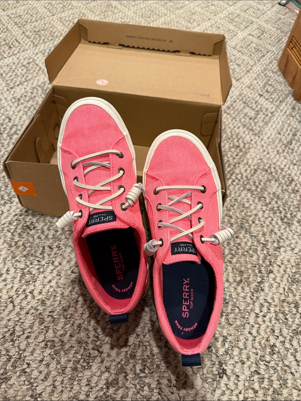 Sperry Coral Pink Canvas Lace-Up Sneakers